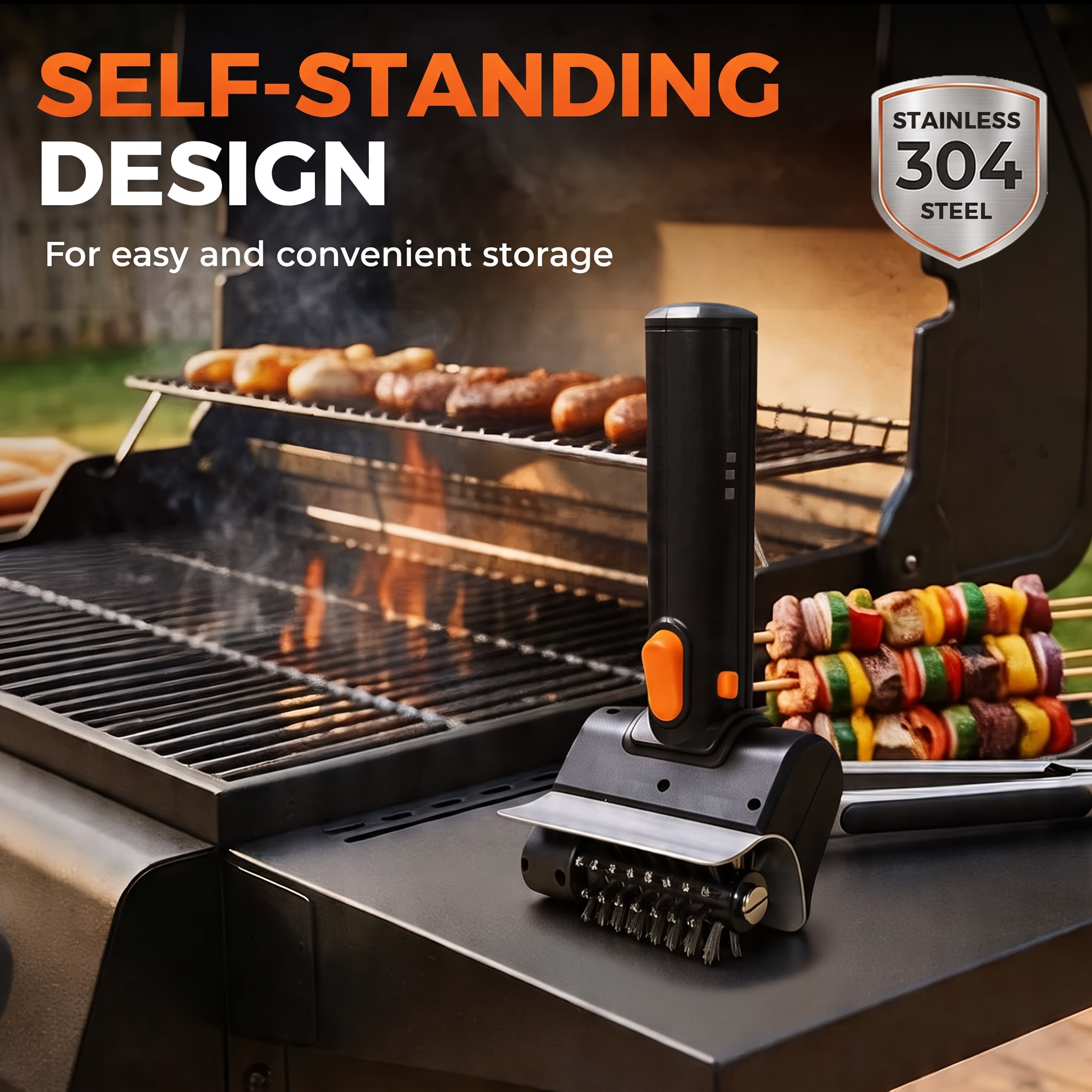 Self-standing design on a grill shelf